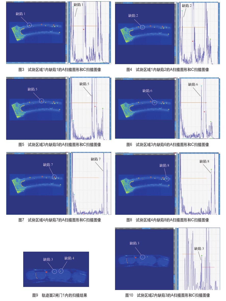每個(gè)缺陷對(duì)應(yīng)的A掃描圖形和C掃描圖像結(jié)果 每個(gè)缺陷對(duì)應(yīng)的A掃描圖形和C掃描圖像結(jié)果